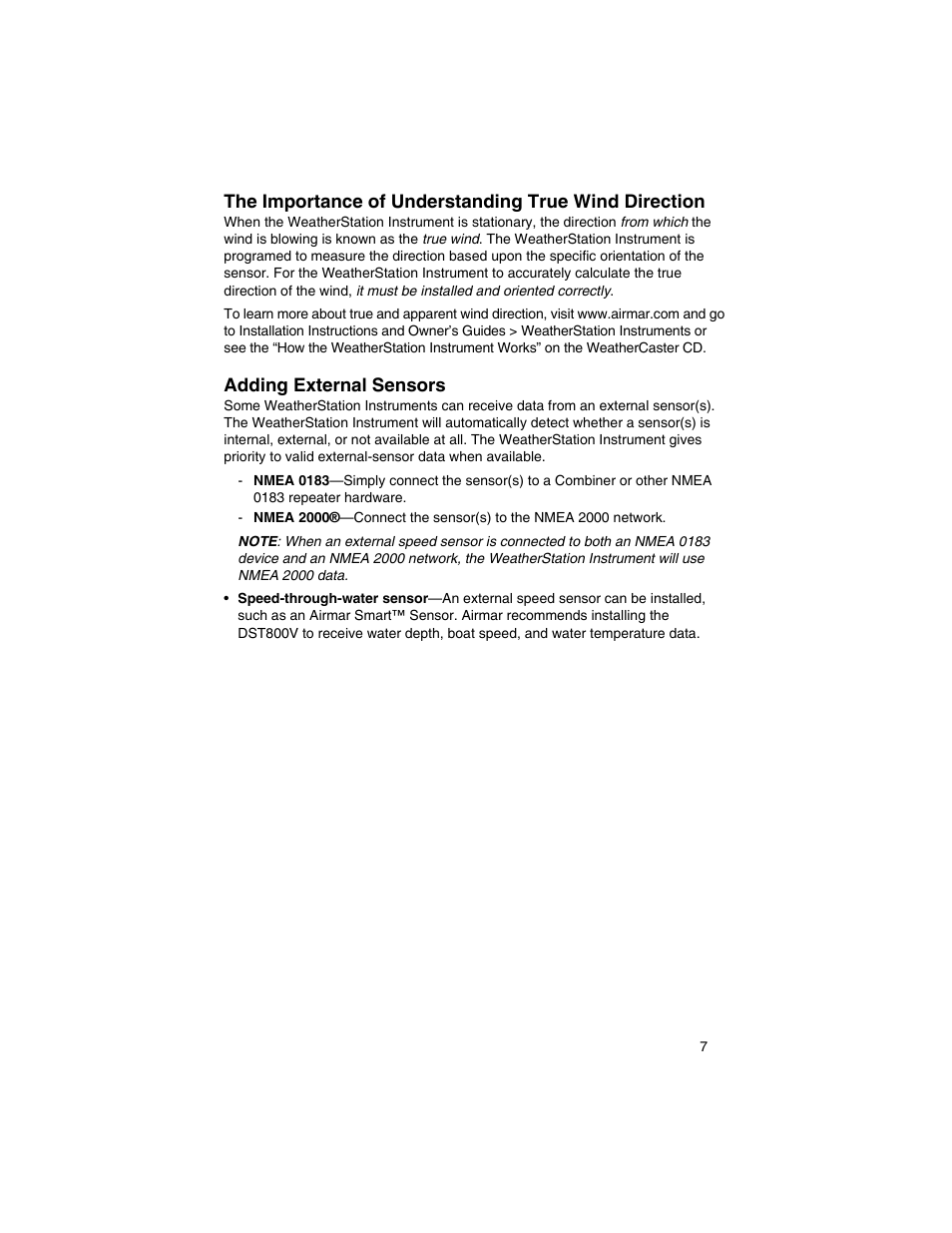 Airmar 200WX—Ultrasonic WeatherStation® Instrument User Manual | Page 7 / 24
