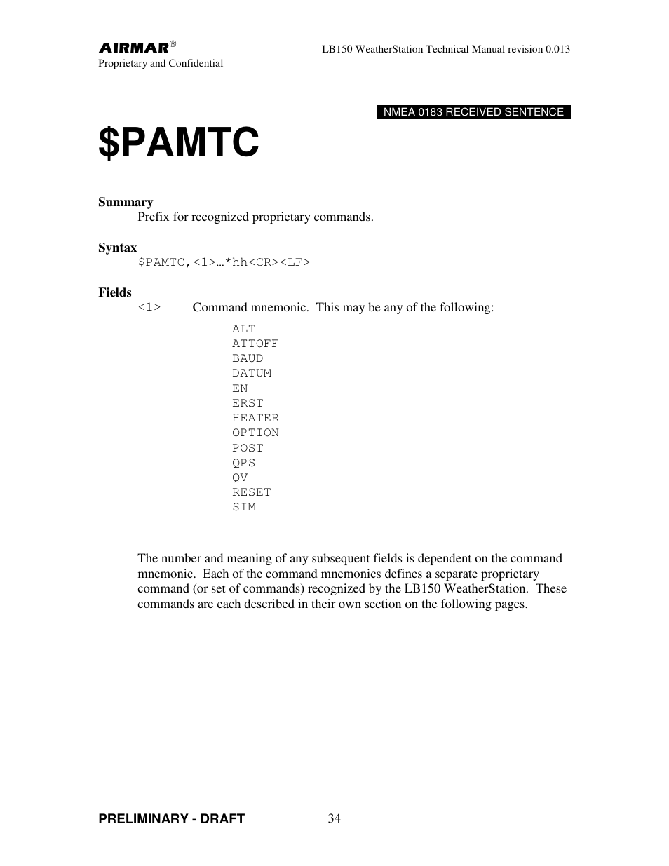 Pamtc | Airmar LB150 User Manual | Page 37 / 72