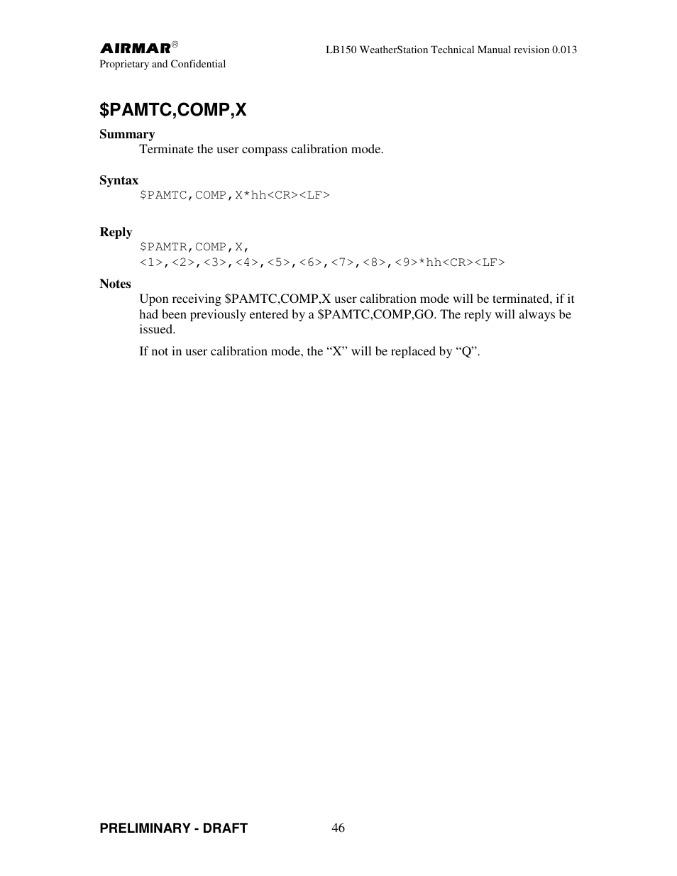 Pamtc,comp,x | Airmar LB150 User Manual | Page 49 / 72