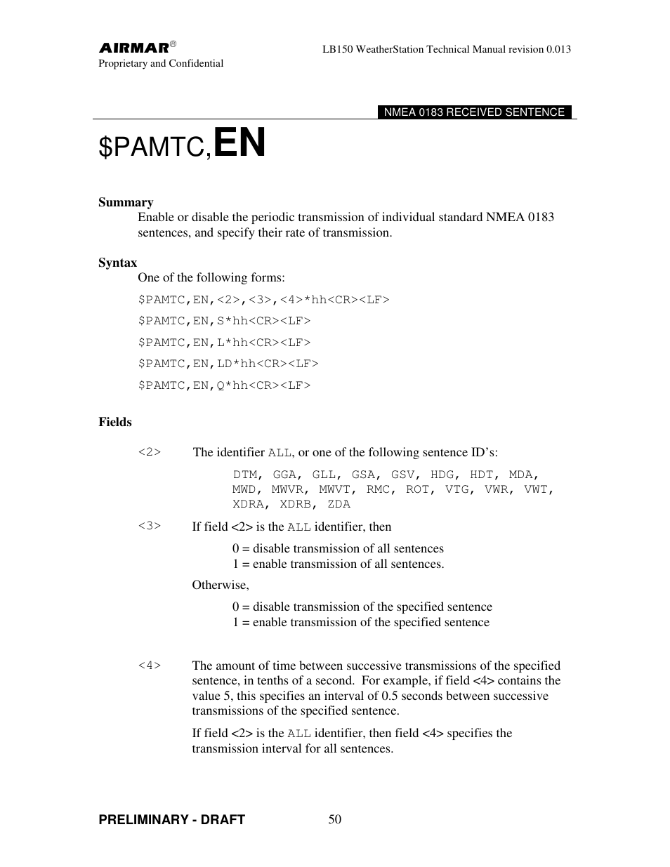 Pamtc | Airmar LB150 User Manual | Page 53 / 72