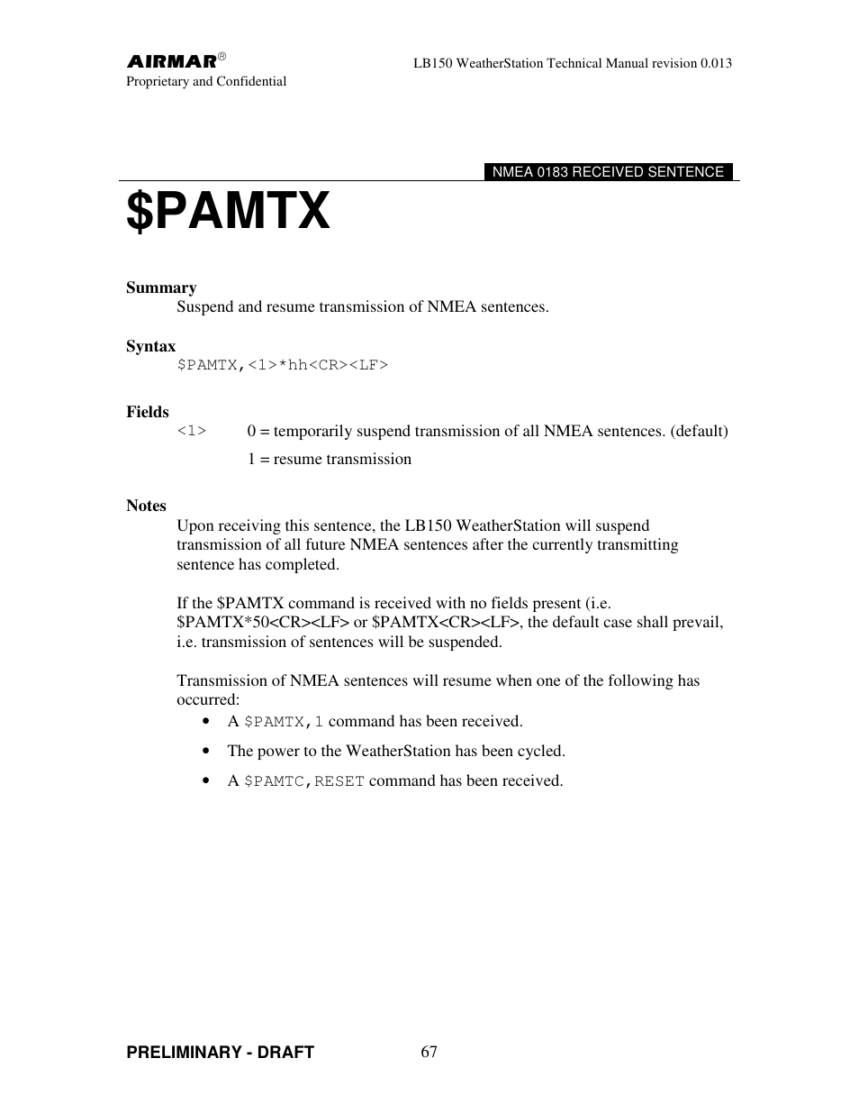 Pamtx | Airmar LB150 User Manual | Page 70 / 72