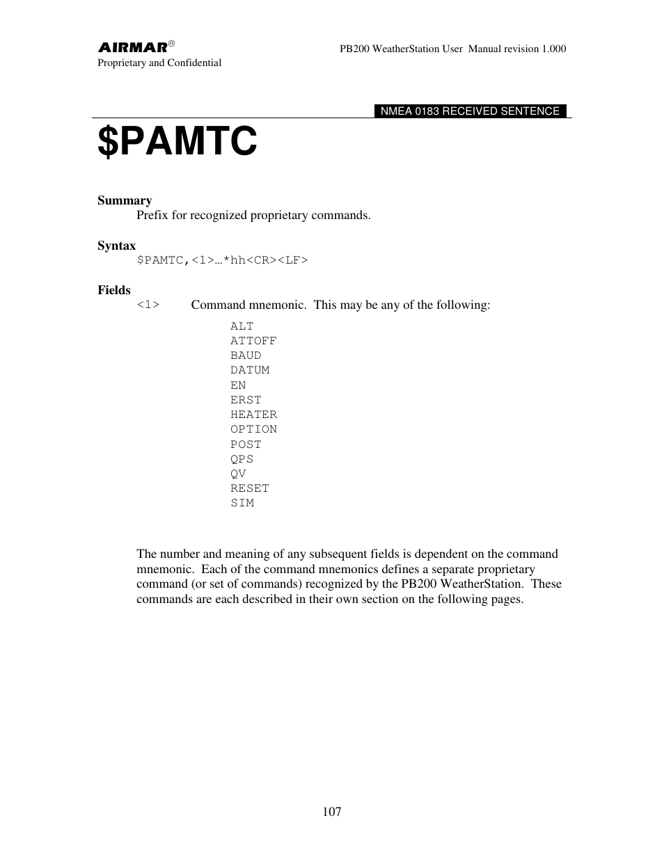 Pamtc | Airmar PB200 User Manual | Page 113 / 151