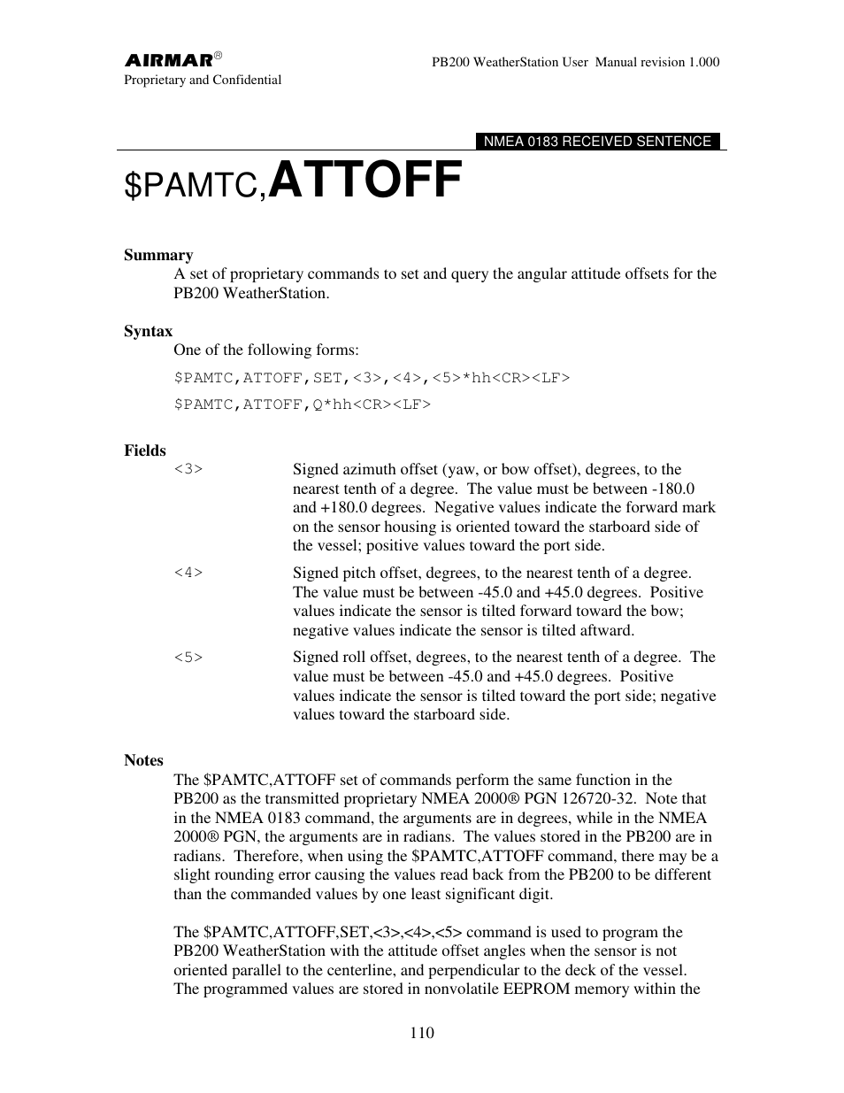 Attoff, Pamtc | Airmar PB200 User Manual | Page 116 / 151