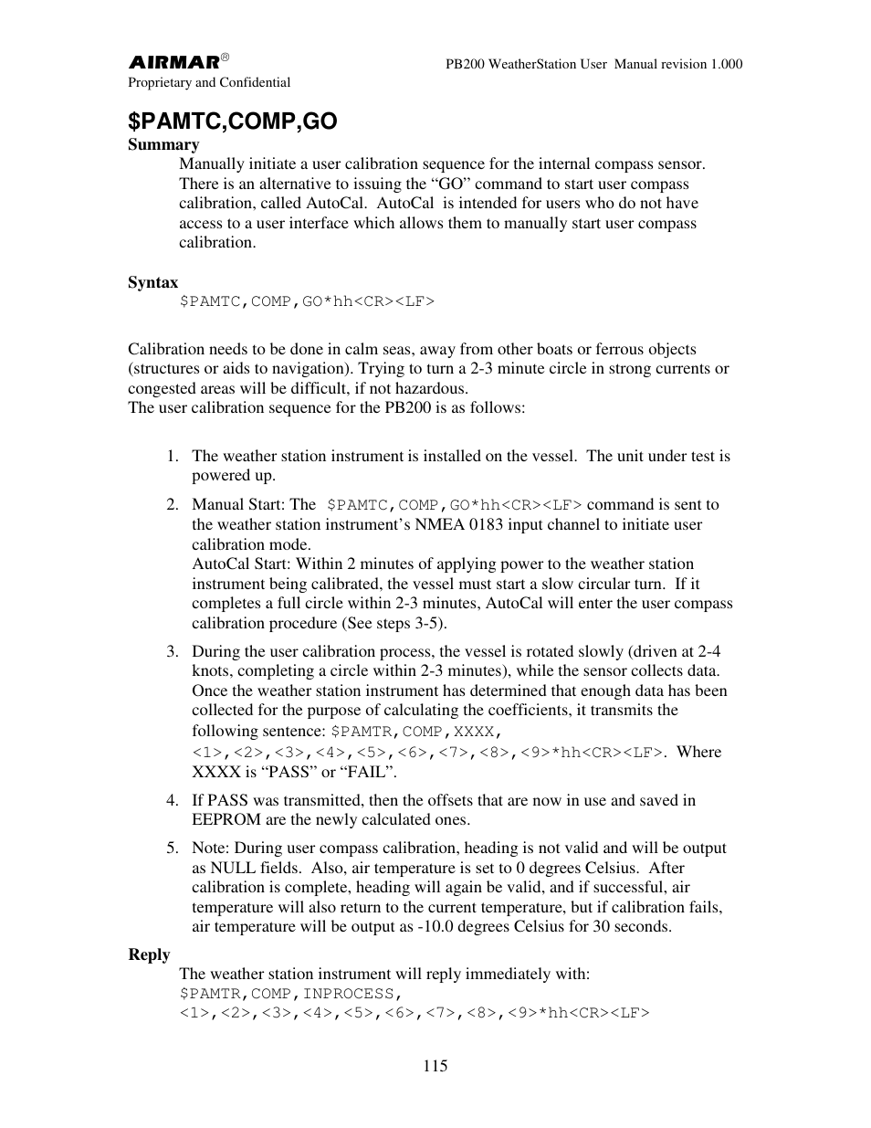 Pamtc,comp,go | Airmar PB200 User Manual | Page 121 / 151