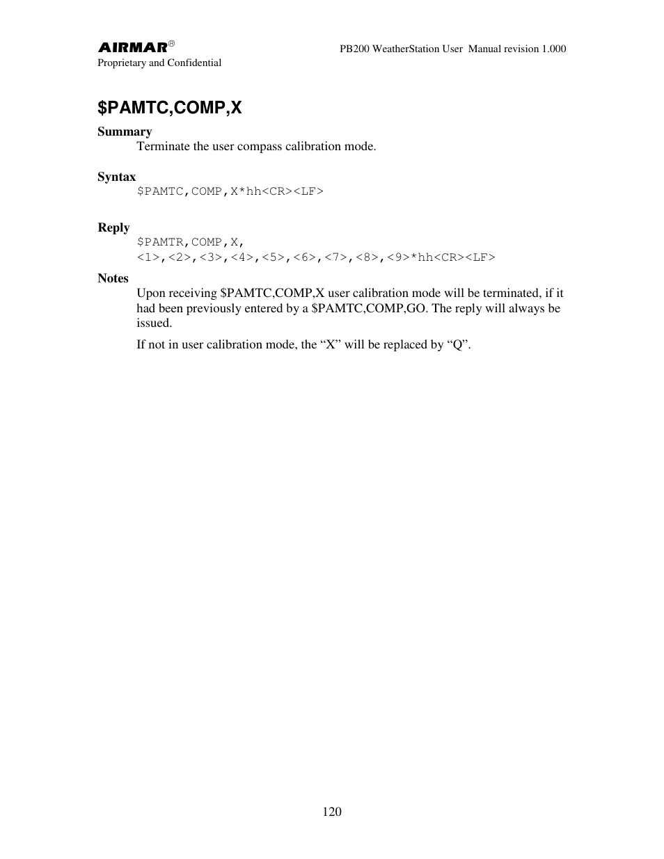Pamtc,comp,x | Airmar PB200 User Manual | Page 126 / 151