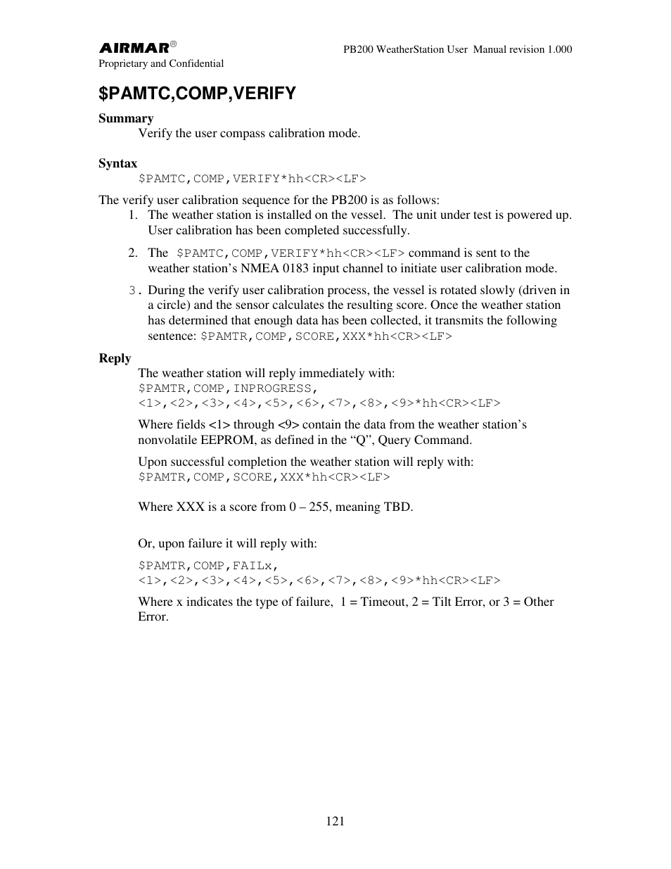 Pamtc,comp,verify | Airmar PB200 User Manual | Page 127 / 151