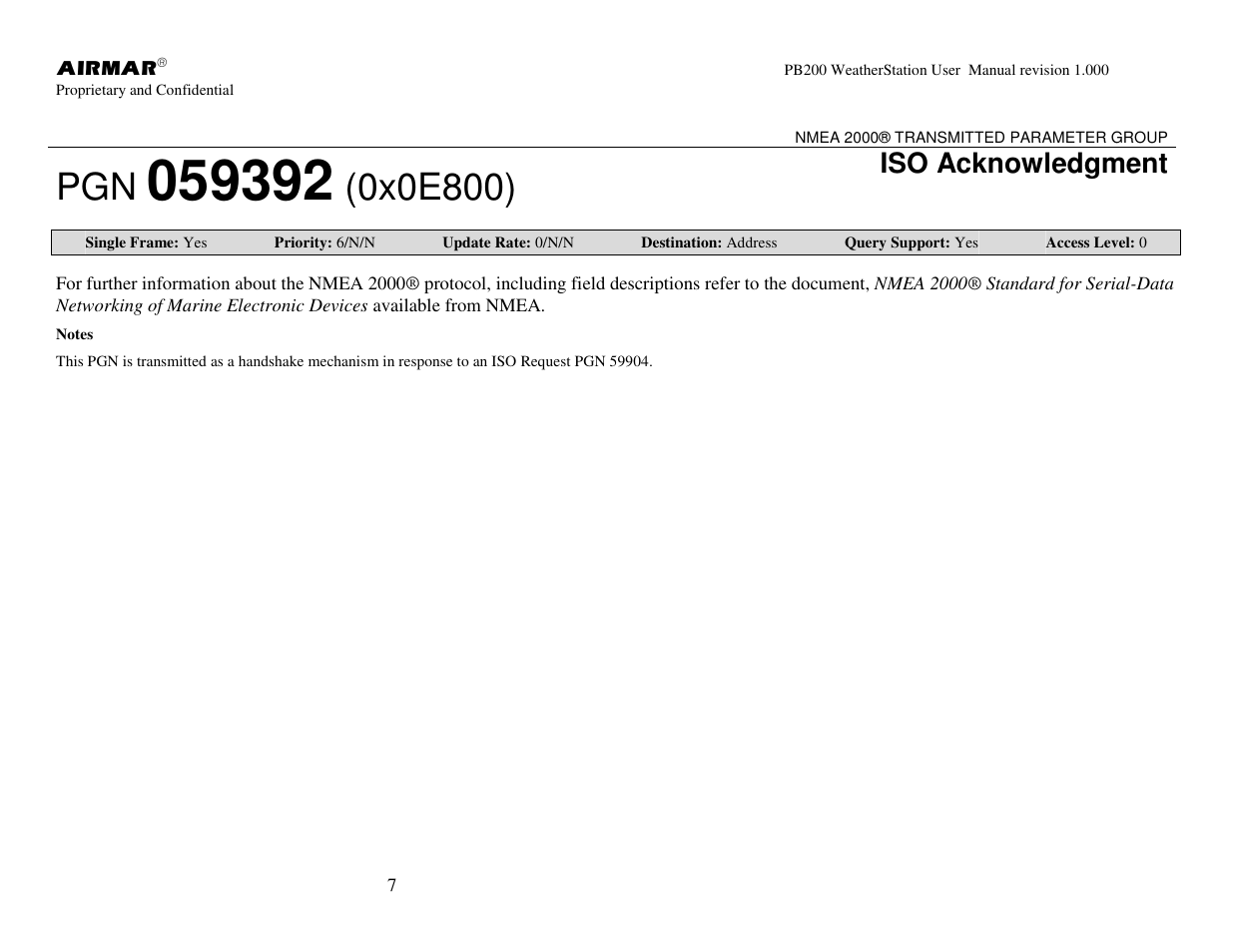 Iso acknowledgment | Airmar PB200 User Manual | Page 13 / 151