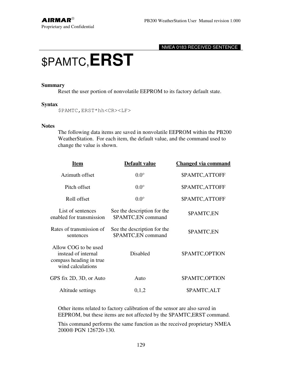 Erst, Pamtc | Airmar PB200 User Manual | Page 135 / 151