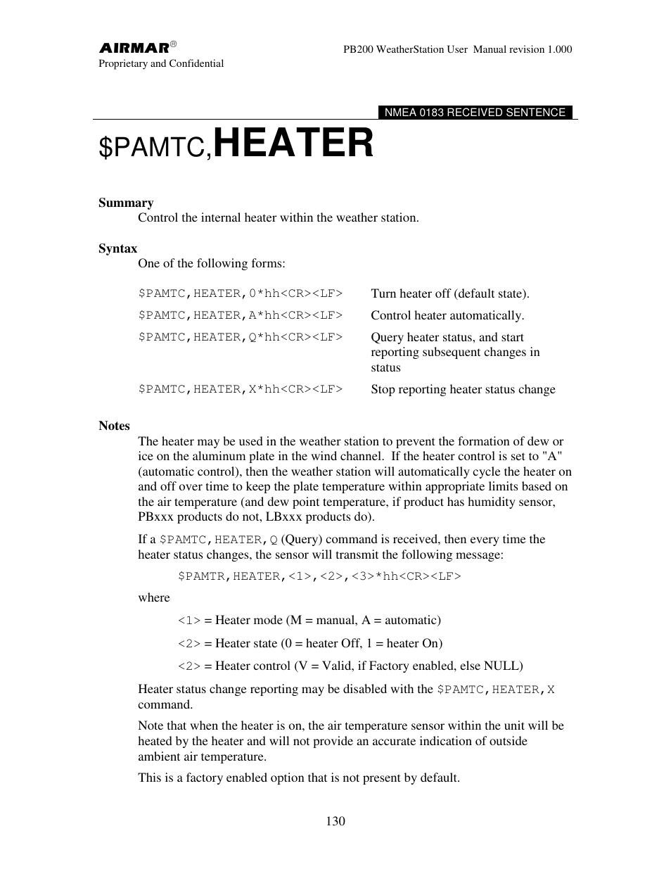 Heater, Pamtc | Airmar PB200 User Manual | Page 136 / 151