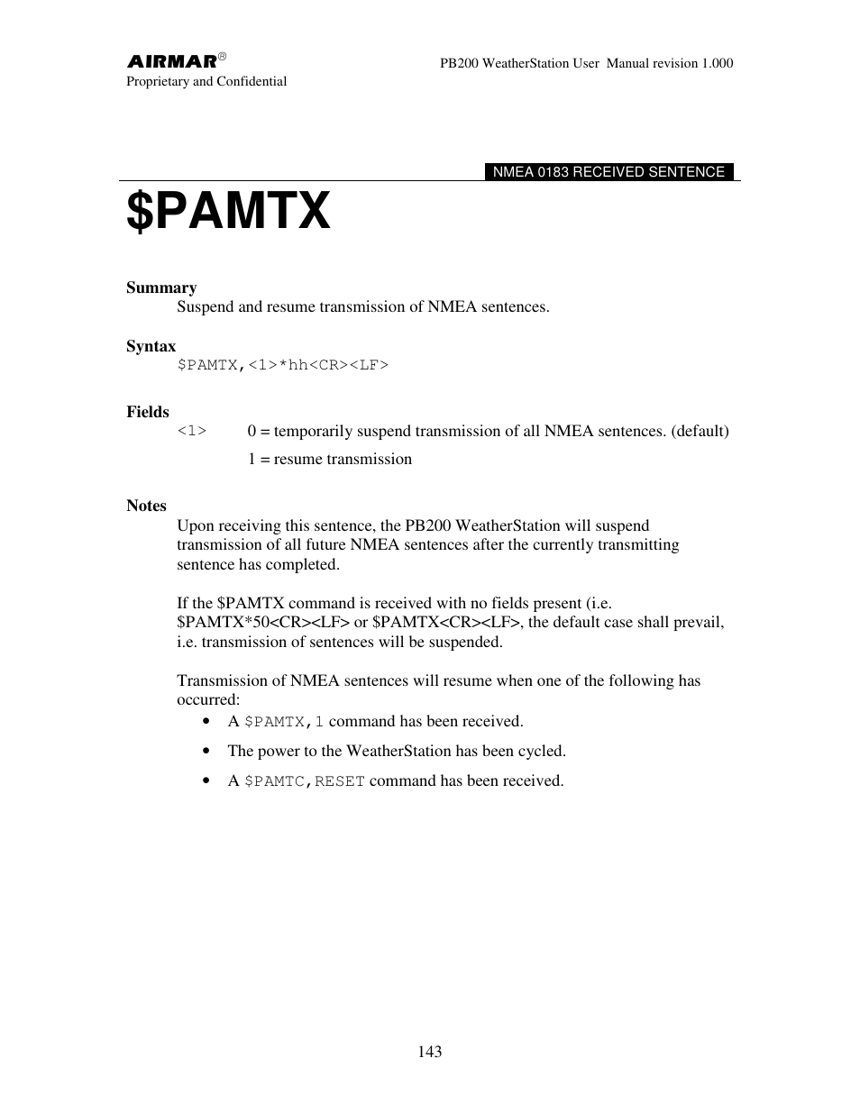 Pamtx | Airmar PB200 User Manual | Page 149 / 151