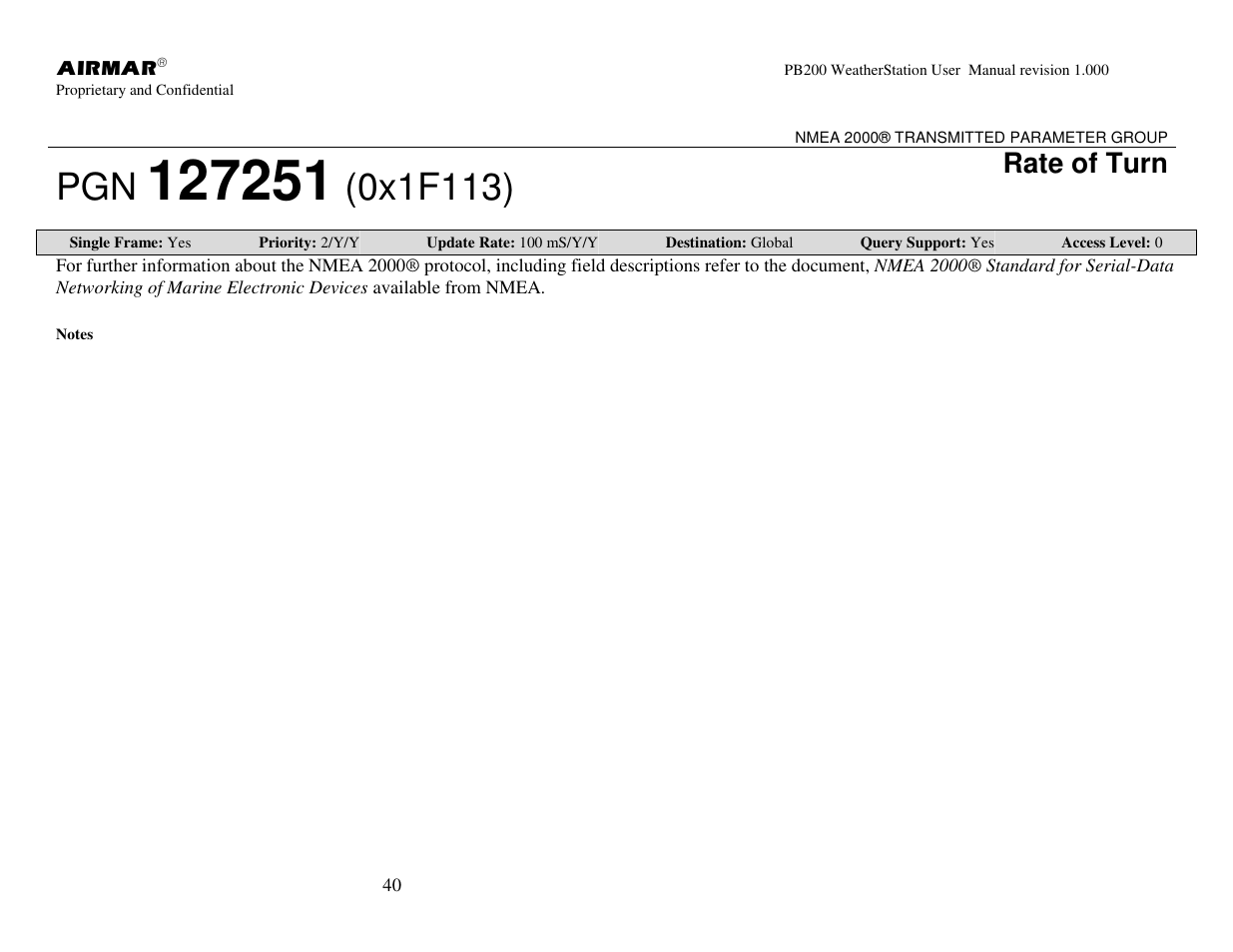 Rate of turn | Airmar PB200 User Manual | Page 46 / 151