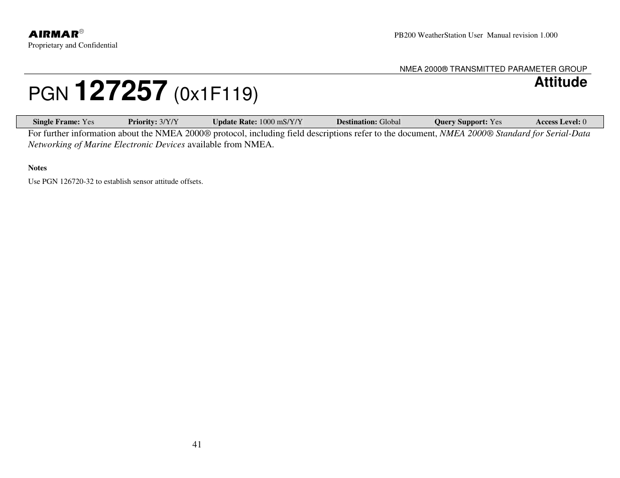 Attitude | Airmar PB200 User Manual | Page 47 / 151