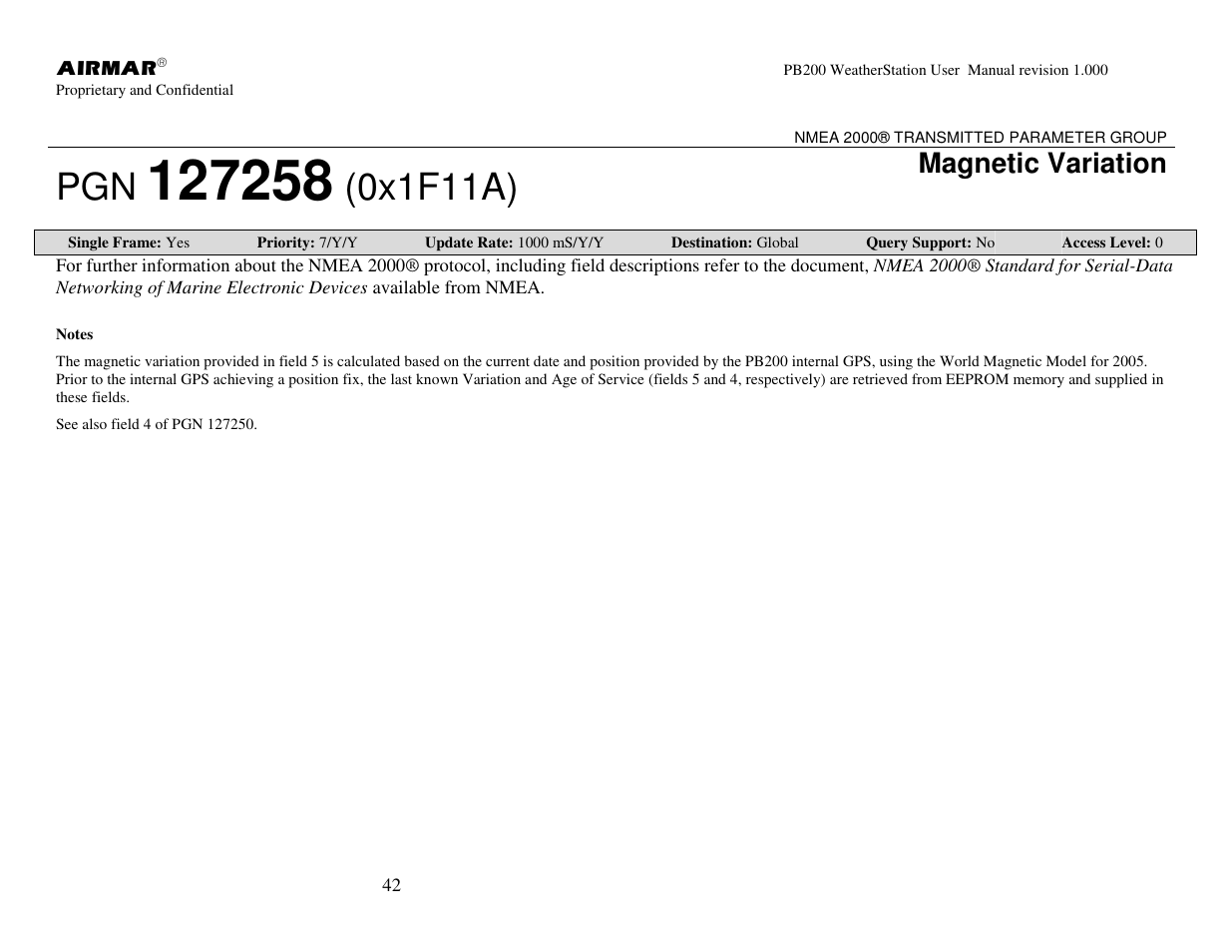 0x1f11a), Magnetic variation | Airmar PB200 User Manual | Page 48 / 151