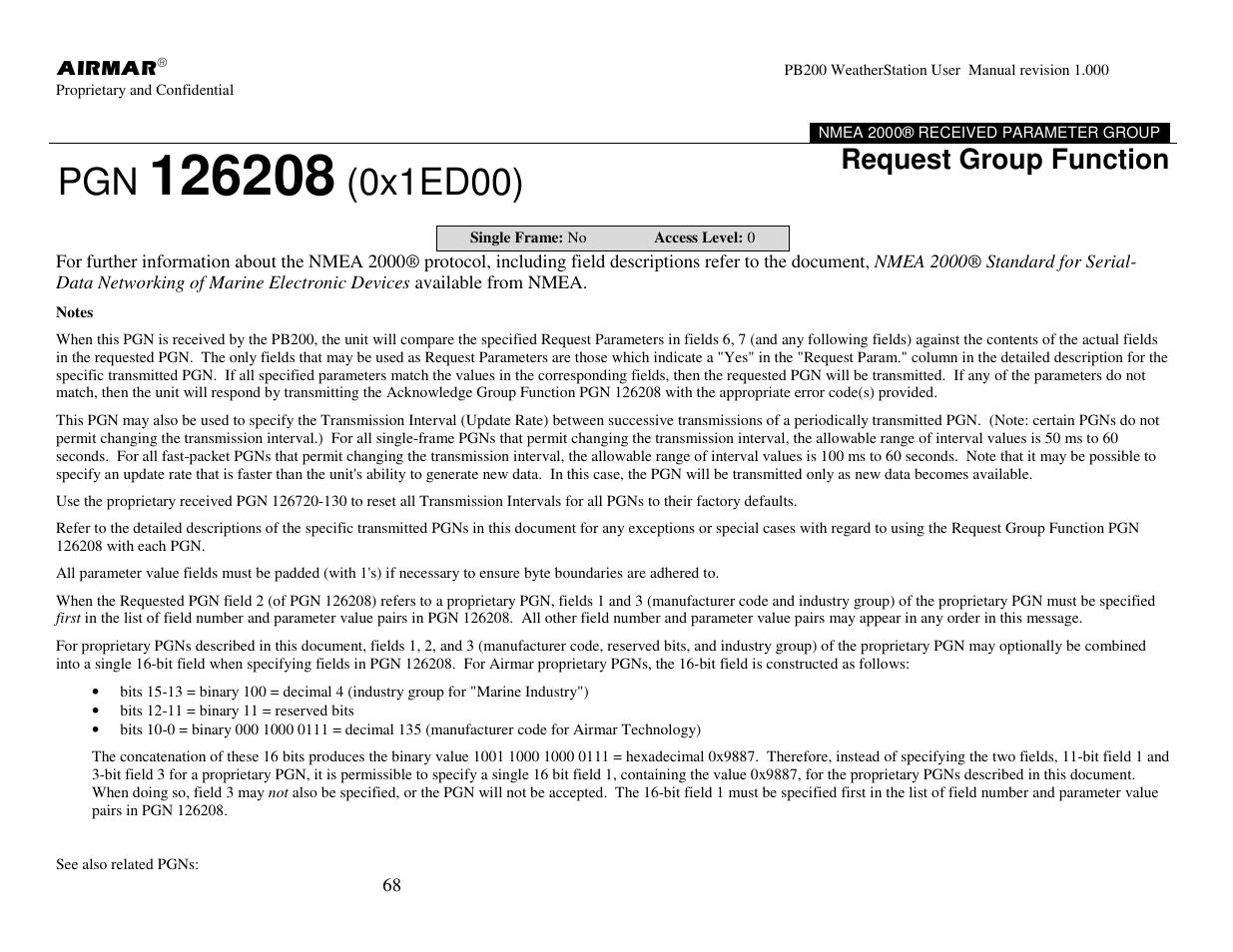 0x1ed00), Request group function | Airmar PB200 User Manual | Page 74 / 151