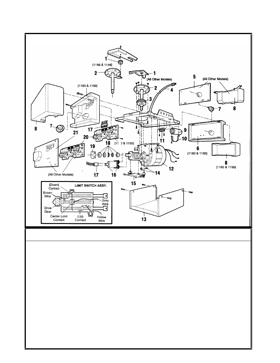 Opener chassis assembly parts list, Repair parts | Chamberlain 1156- 1/2HP  EN User Manual | Page 8 / 9