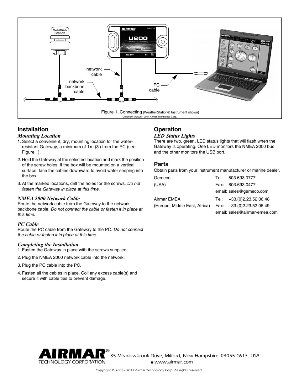 Airmar | Airmar U200 NMEA 2000® USB Gateway User Manual | Page 2 / 2