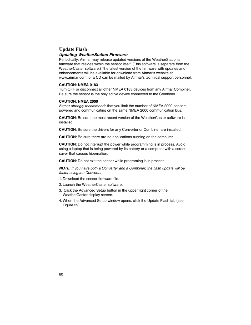 Update flash | Airmar WeatherCaster™ Software User Manual | Page 60 / 69
