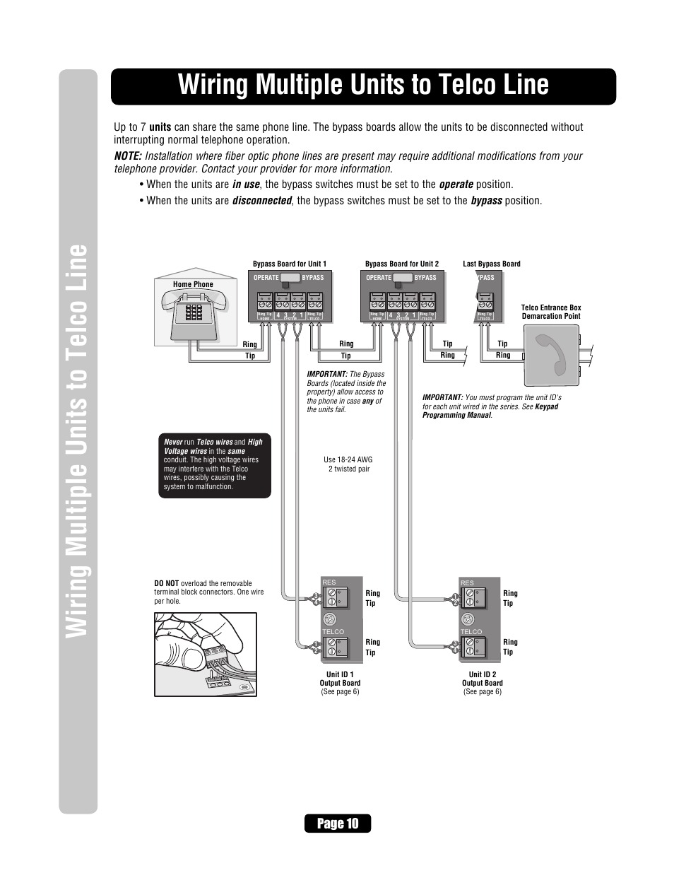 Wiring multiple units to telco line, Page 10 | Chamberlain EL2000 User Manual | Page 12 / 32
