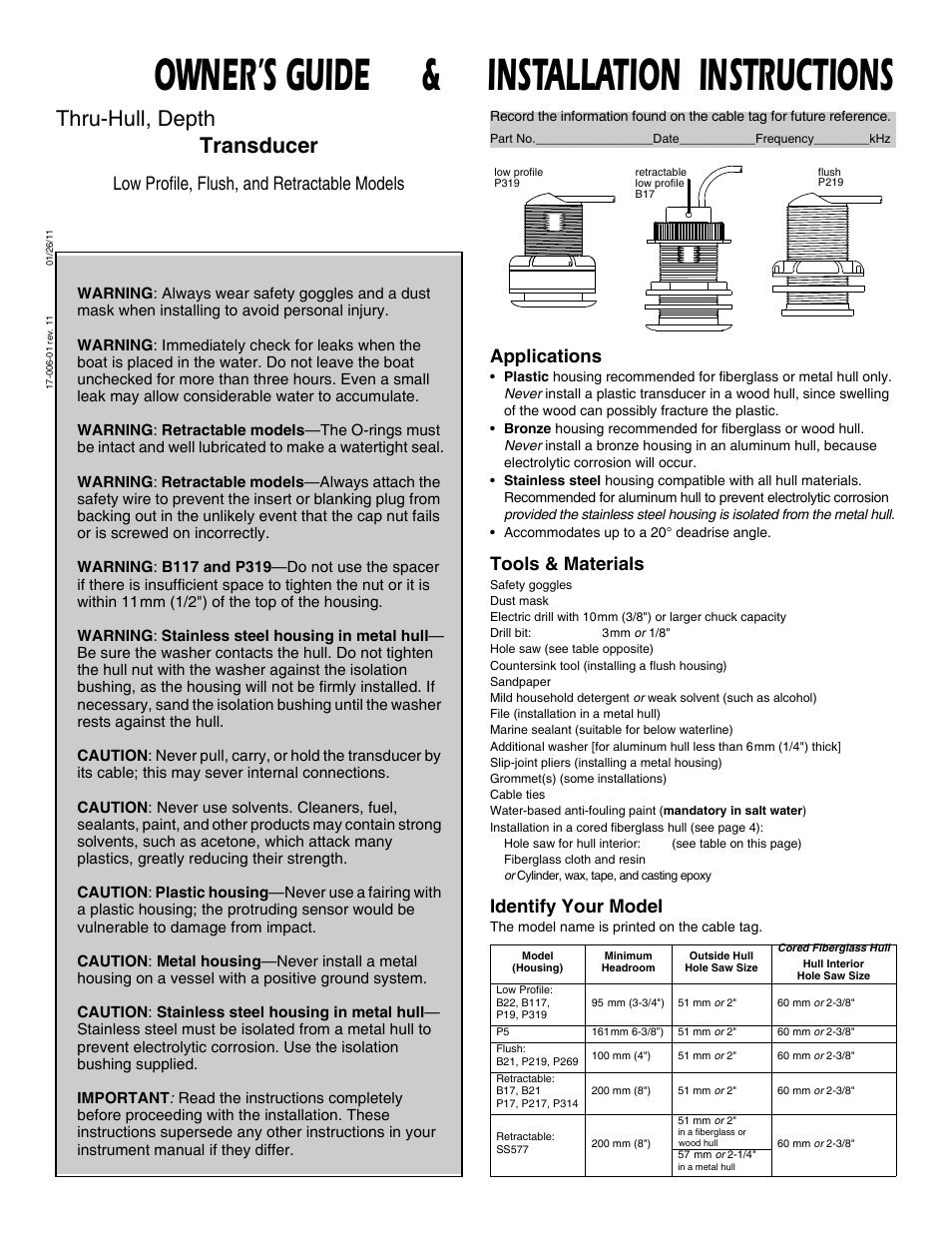 Airmar B17-HP User Manual | 4 pages