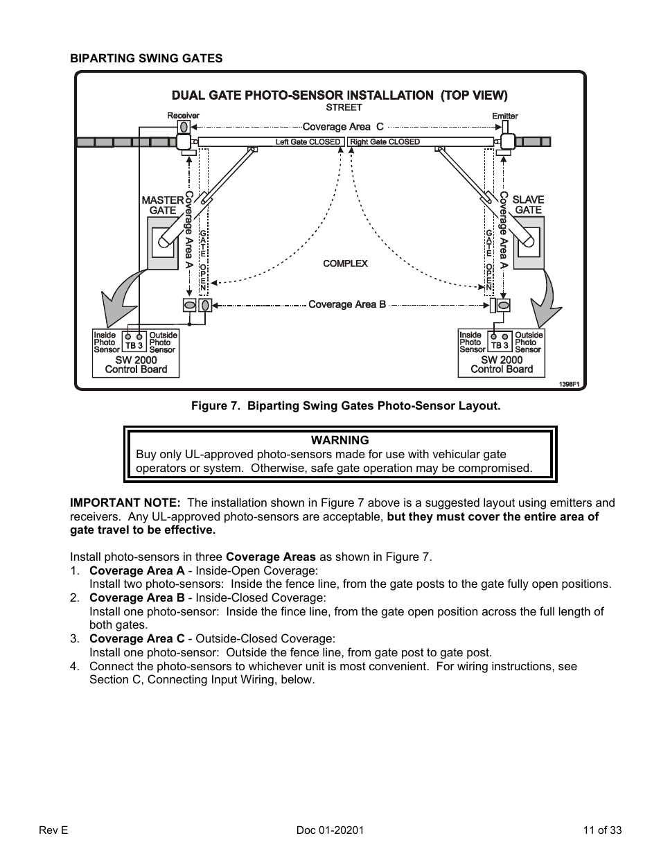 Biparting swing gates | Chamberlain SL 1000-B3 User Manual | Page 14 / 36