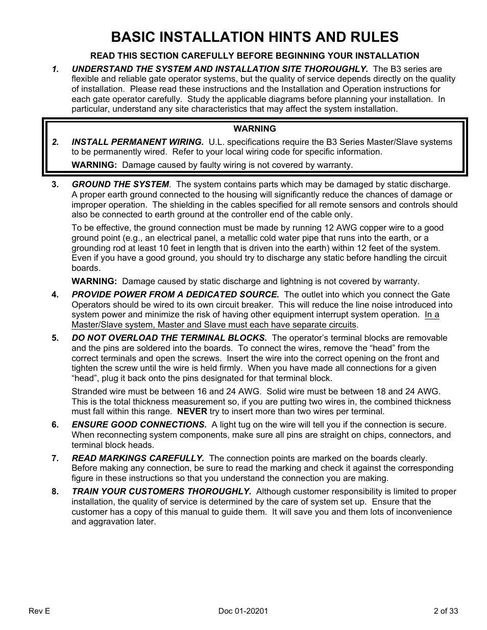 Basic installation hints and rules | Chamberlain SL 1000-B3 User Manual | Page 5 / 36