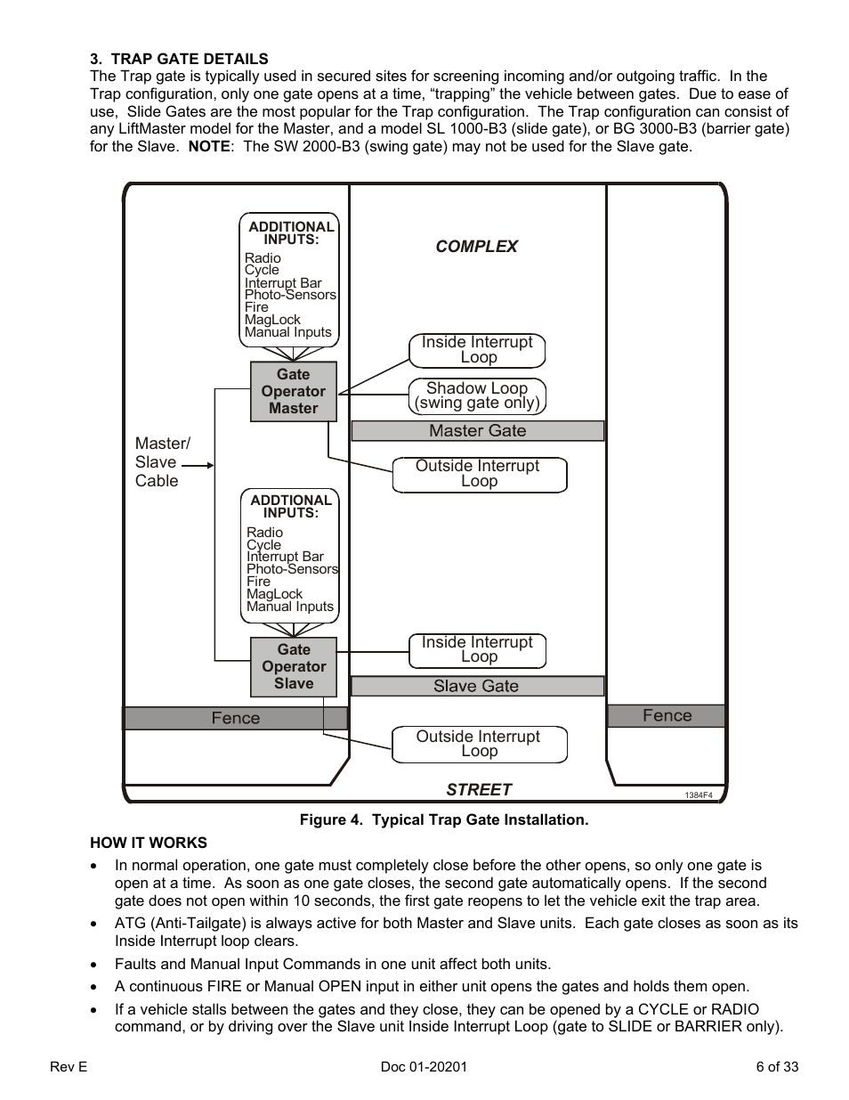 Trap gate details, How it works, Figure 4. typical trap gate installation | Chamberlain SL 1000-B3 User Manual | Page 9 / 36