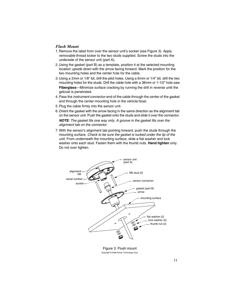 Flush mount | Airmar G2183 GPS User Manual | Page 11 / 16