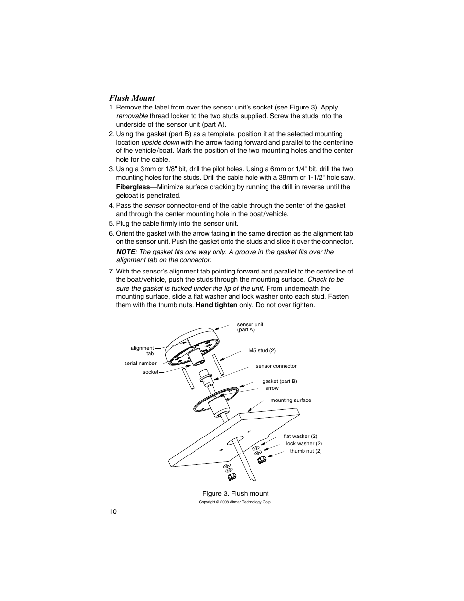 Flush mount | Airmar GH2183, GPS & Heading Sensor User Manual | Page 10 / 16