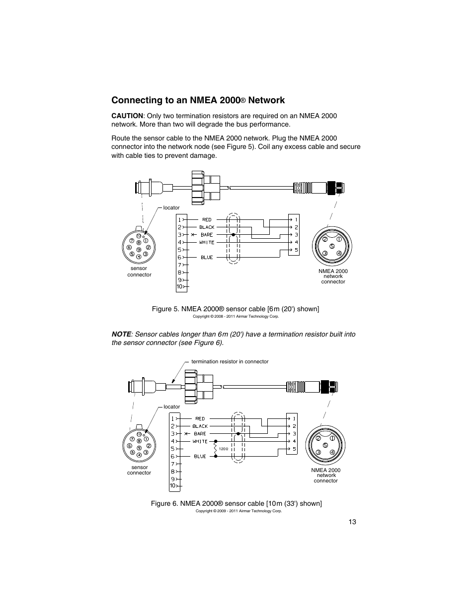 Connecting to an nmea 2000, Network | Airmar GH2183, GPS & Heading Sensor User Manual | Page 13 / 16