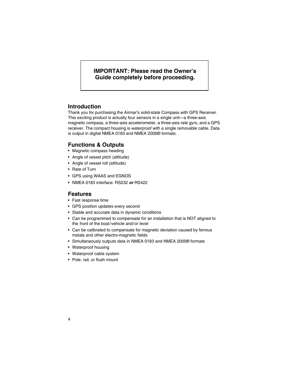 Airmar GH2183, GPS & Heading Sensor User Manual | Page 4 / 16