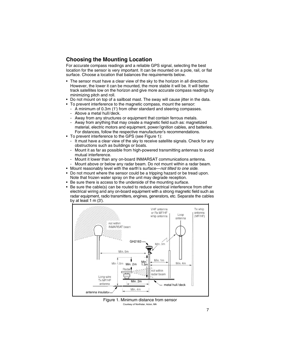 Choosing the mounting location | Airmar GH2183, GPS & Heading Sensor User Manual | Page 7 / 16