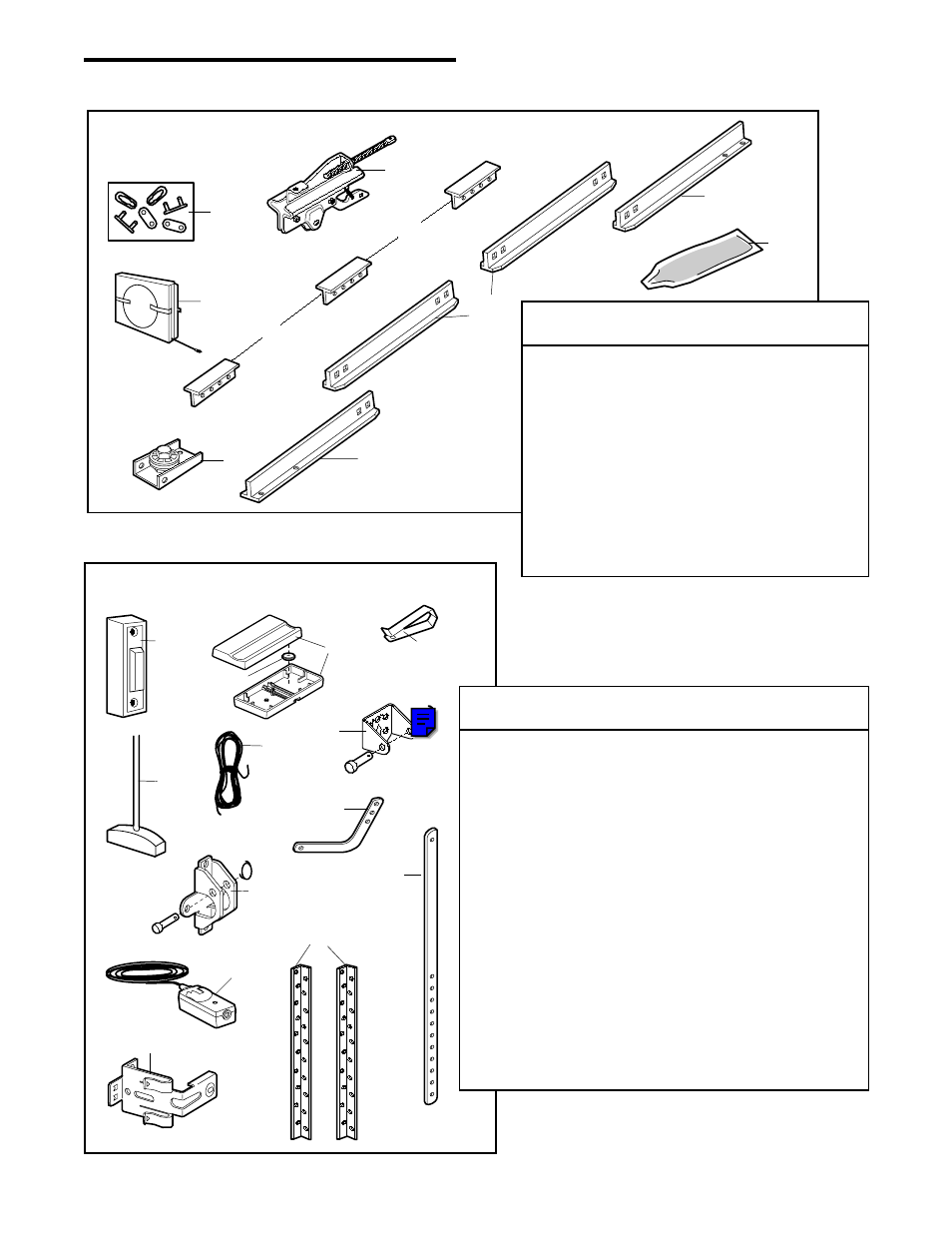 Repair parts, Rail assembly parts, Installation parts | Chamberlain 7220 1/2HP User Manual | Page 37 / 40