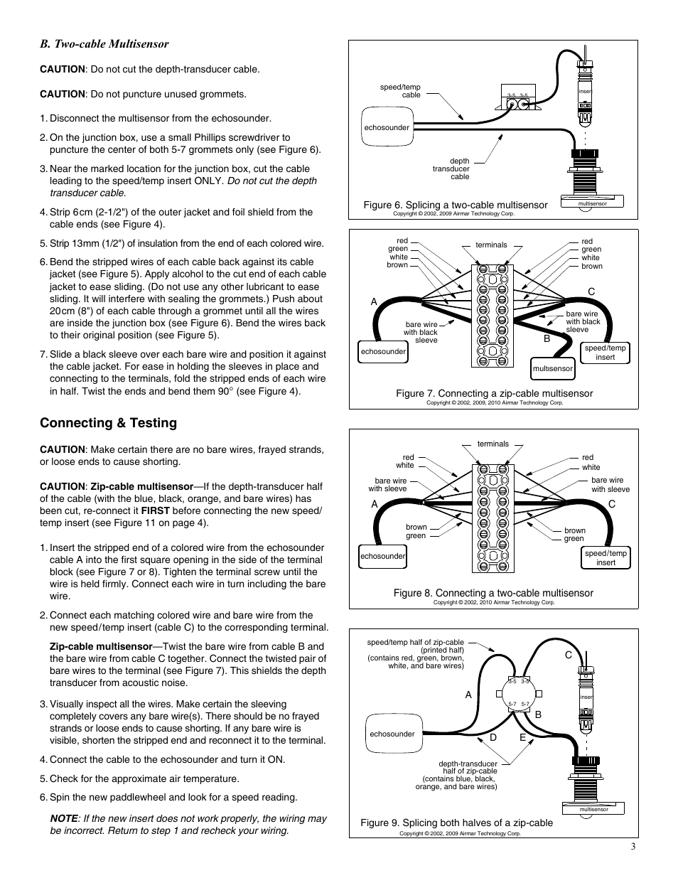 Connecting & testing, B. two-cable multisensor | Airmar B744V User Manual | Page 3 / 4