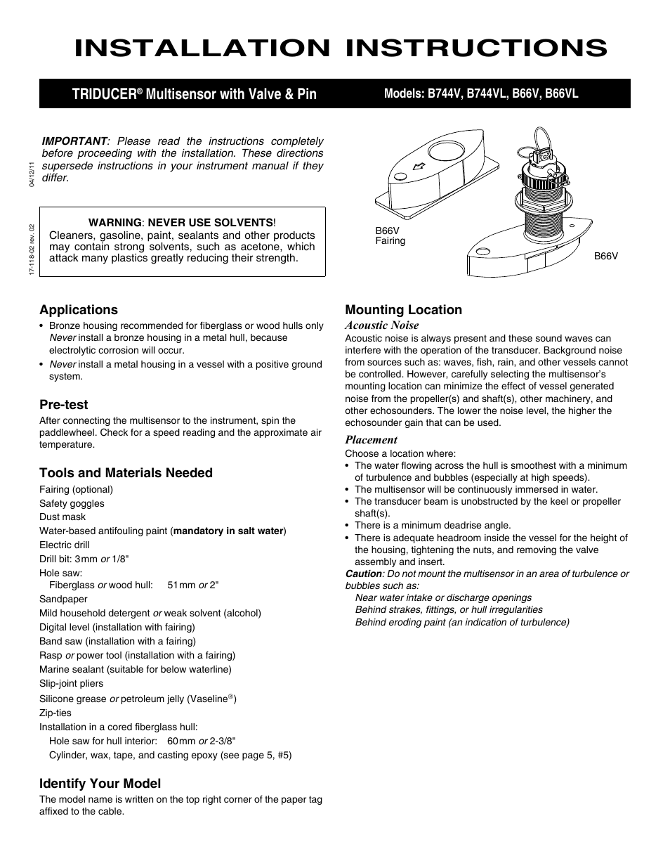 Airmar B744V User Manual | 6 pages