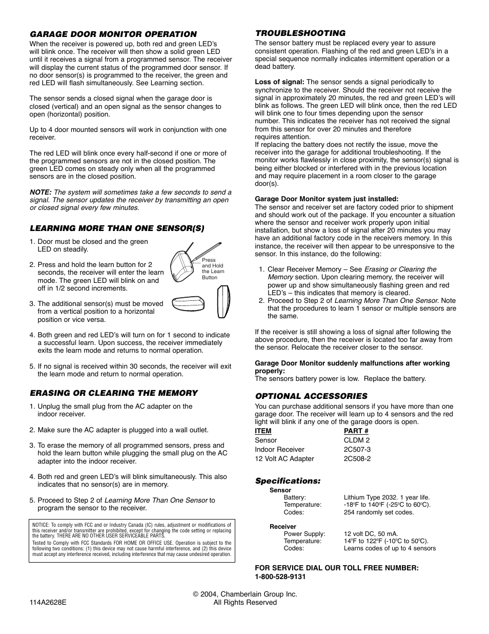 Chamberlain CLDM1 User Manual | Page 2 / 4