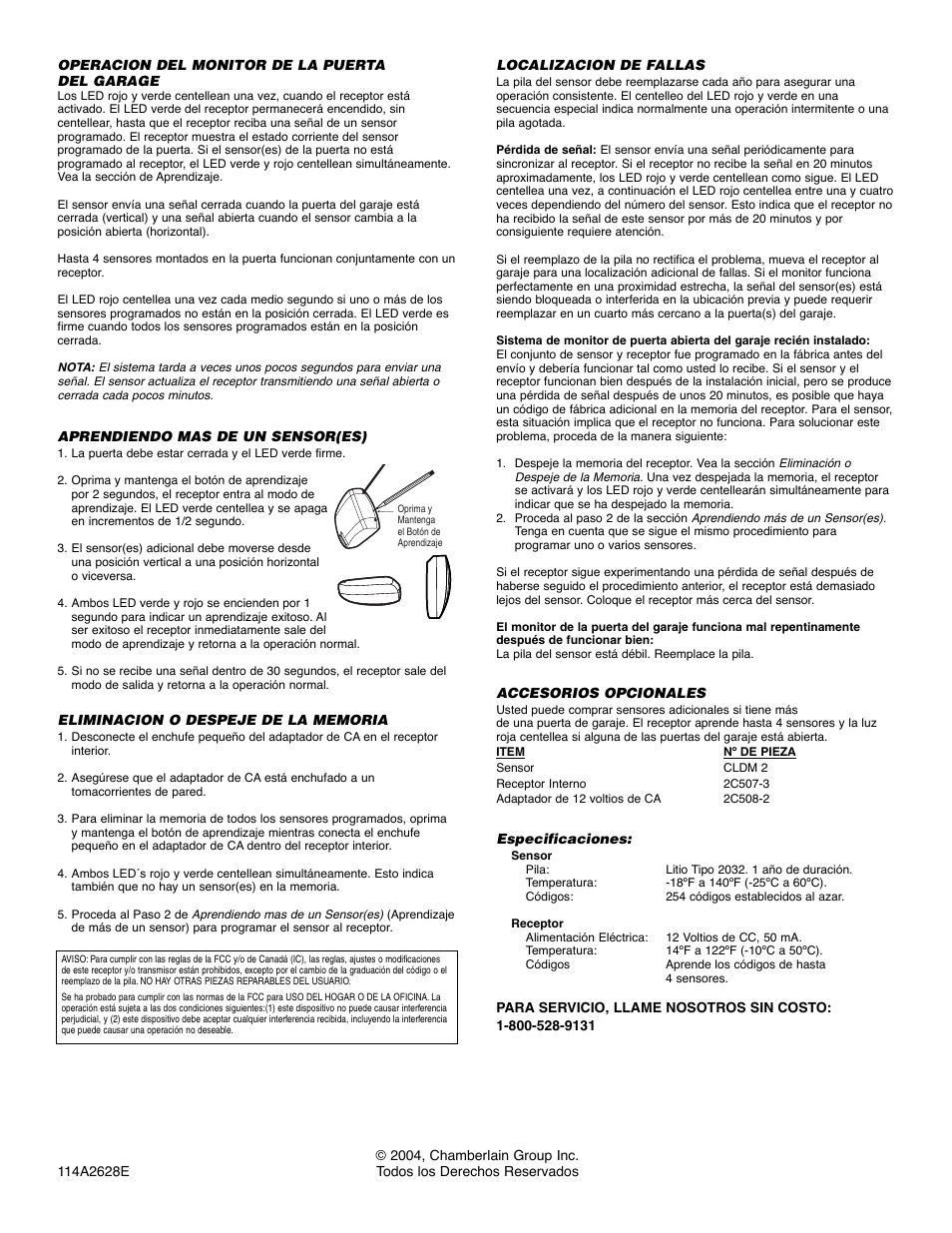 Chamberlain CLDM1 User Manual | Page 4 / 4