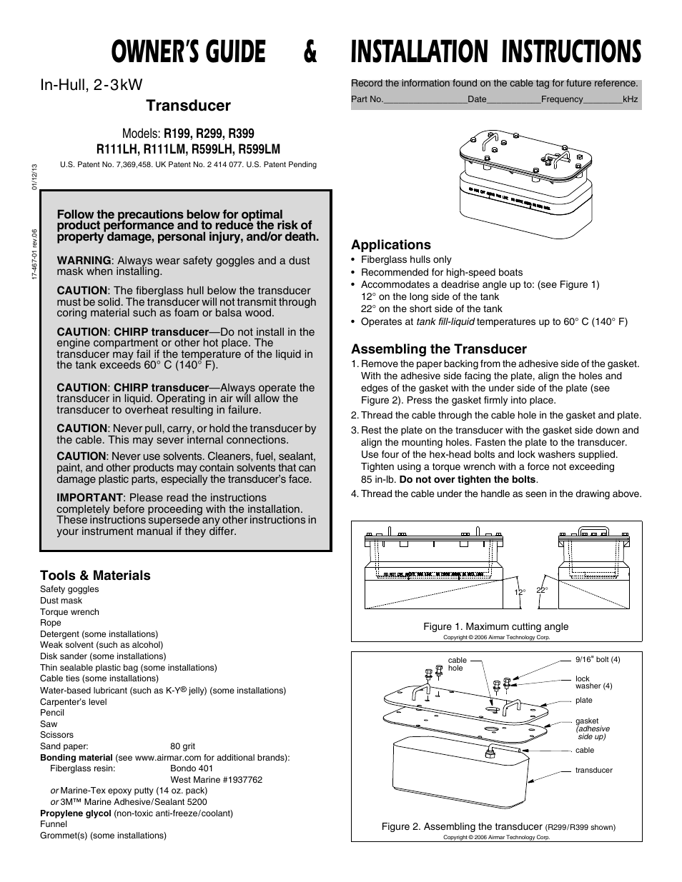 Airmar 2-3 kW—R199 User Manual | 4 pages