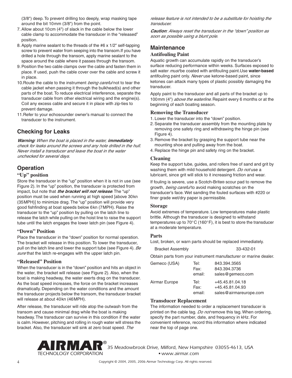 Airmar | Airmar 1 kW—TM258 Long Bracket User Manual | Page 4 / 4