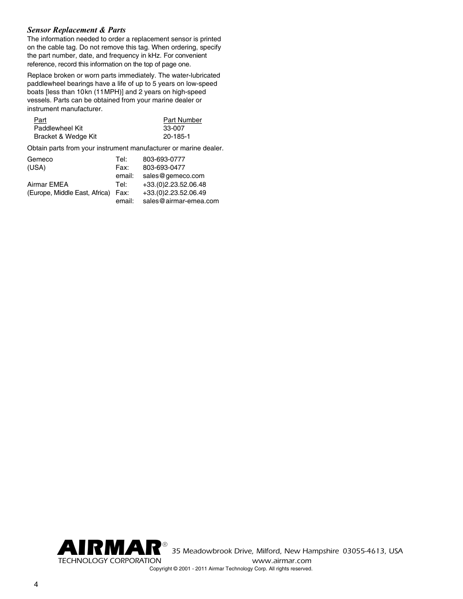 Airmar | Airmar P65 User Manual | Page 4 / 4