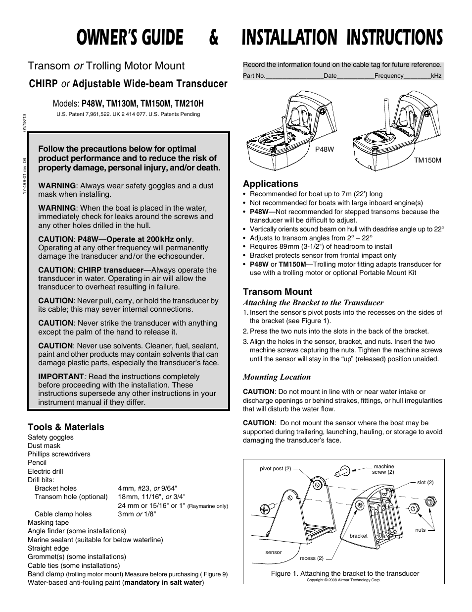 Airmar P48W User Manual | 6 pages