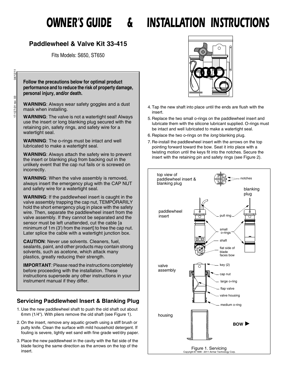 Airmar S650 & Valve Kit User Manual | 2 pages