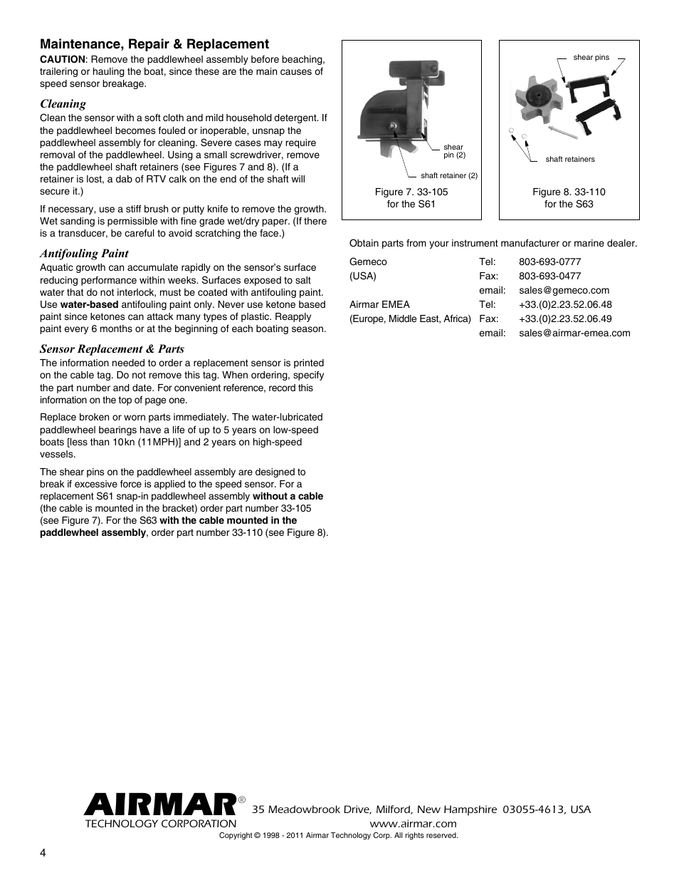 Airmar | Airmar S61—Transom Mount User Manual | Page 4 / 4