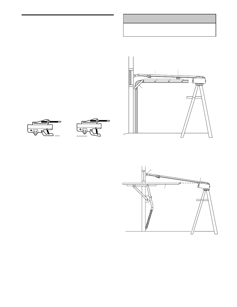 4)position the opener, Sectional door & 1 piece door w/track, 1 piece door w/o track | Caution, Installation step 4, Position the opener | Chamberlain 1265-267 1/2 HP User Manual | Page 12 / 36