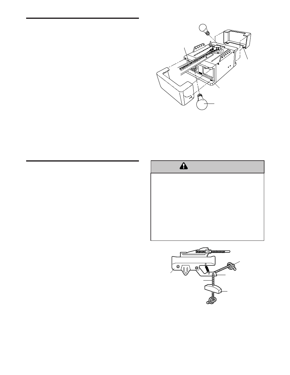 7)light lenses, 8)manual release rope and handle, Warning | Installation step 7, Installation step 8, Install the lights and lens, Attach the emergency release rope and handle | Chamberlain 1265-267 1/2 HP User Manual | Page 15 / 36