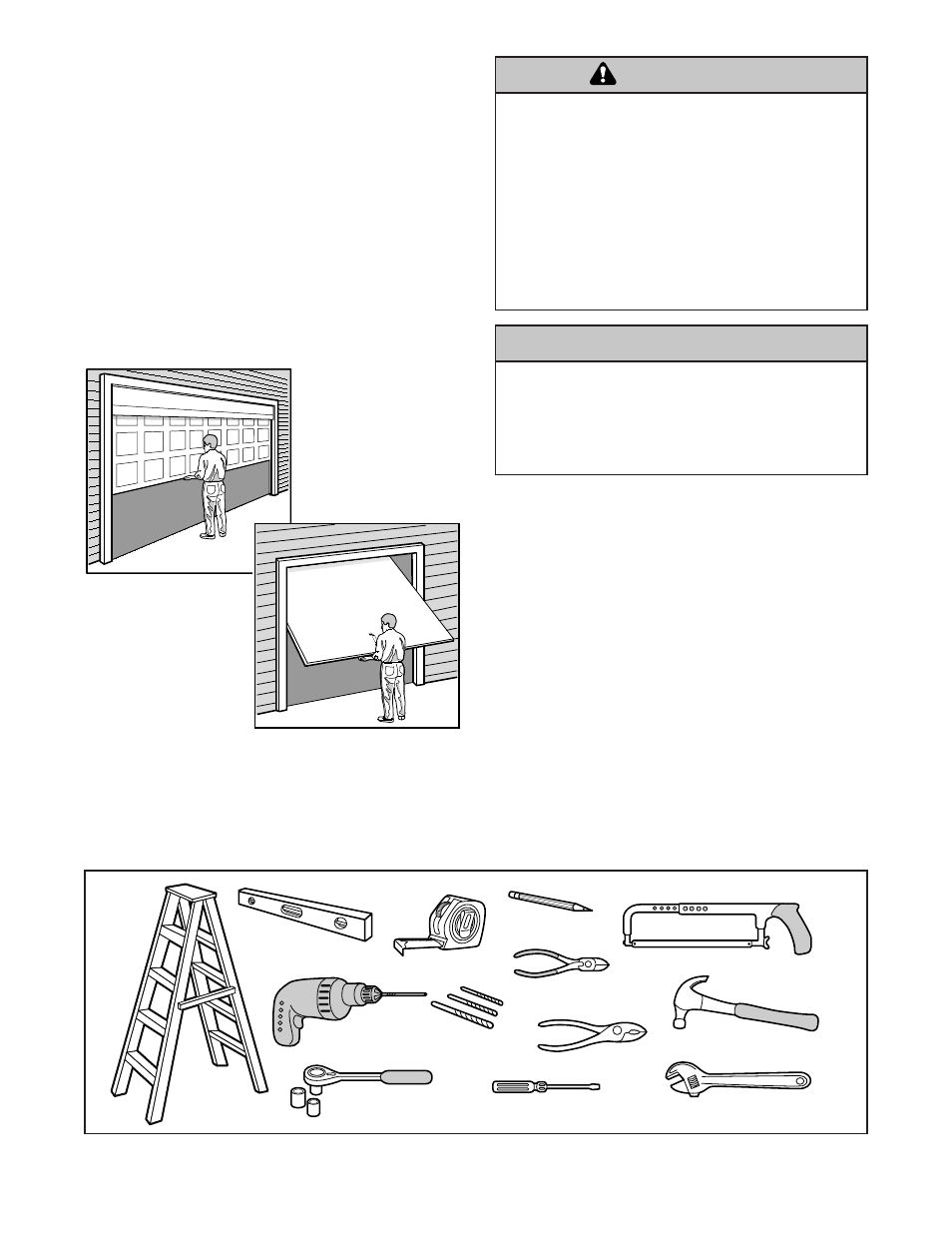 Safety alert symbols, You'll need tools, Warning caution | Preparing your garage door, Tools needed | Chamberlain 1265-267 1/2 HP User Manual | Page 3 / 36