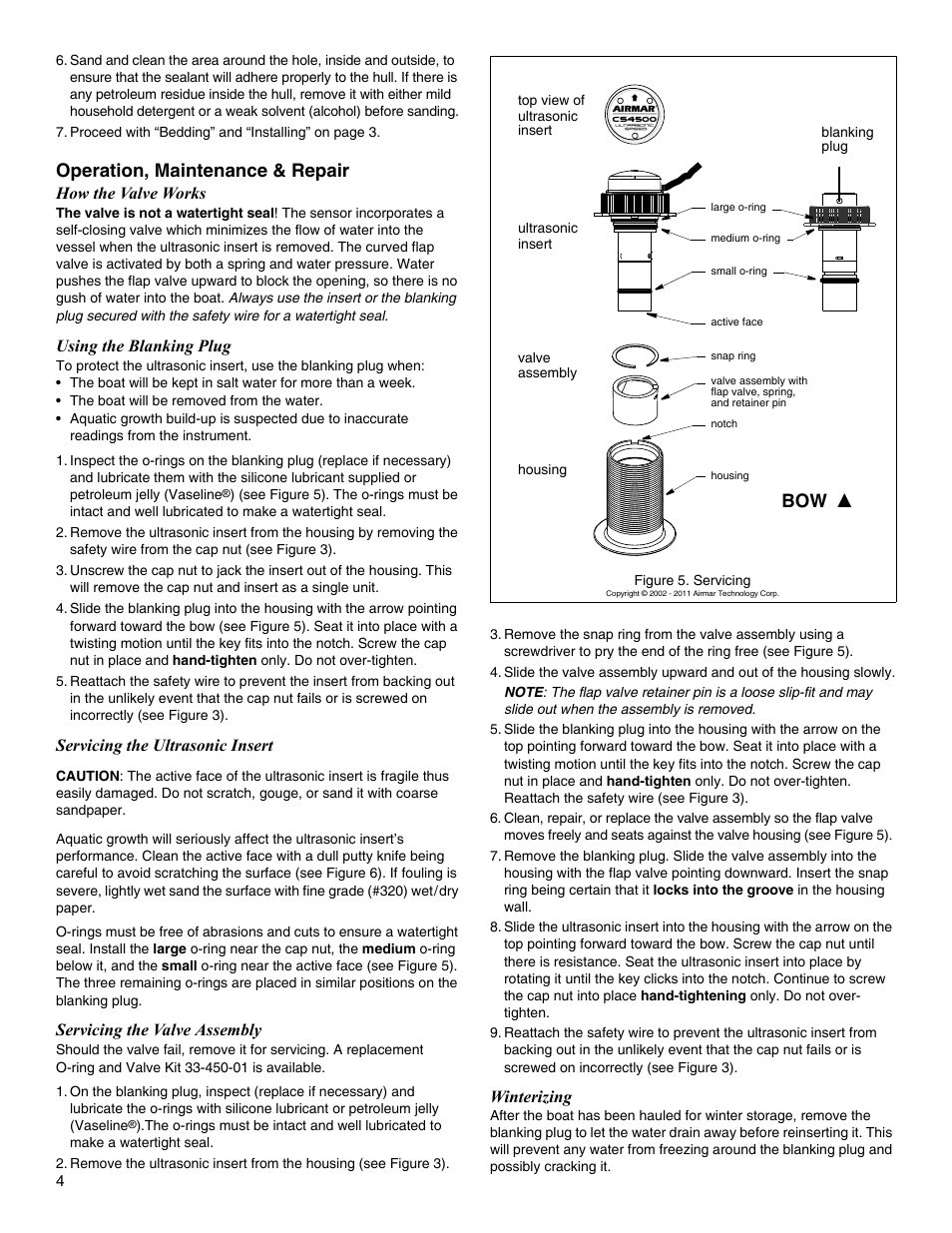 Operation, maintenance & repair | Airmar CS4500-610—Ultrasonic Speed User Manual | Page 4 / 6