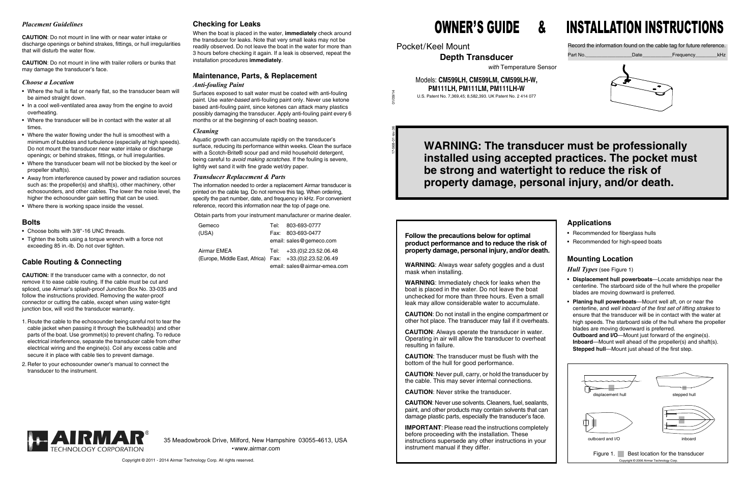 Airmar CM599LH User Manual | 2 pages