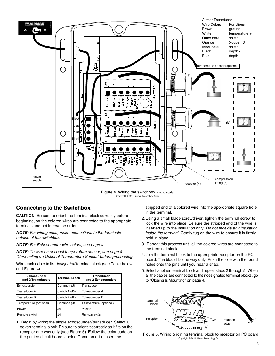 Connecting to the switchbox | Airmar Small Switchbox with Remote Switch–SB646 User Manual | Page 3 / 4