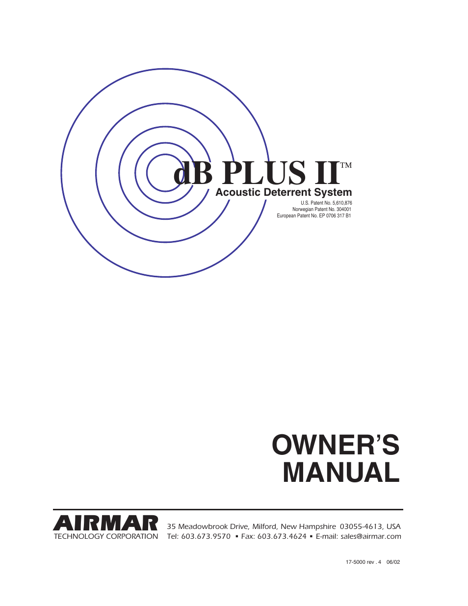 Airmar Acoustic Deterrent System—dB Plus II™ User Manual | 13 pages