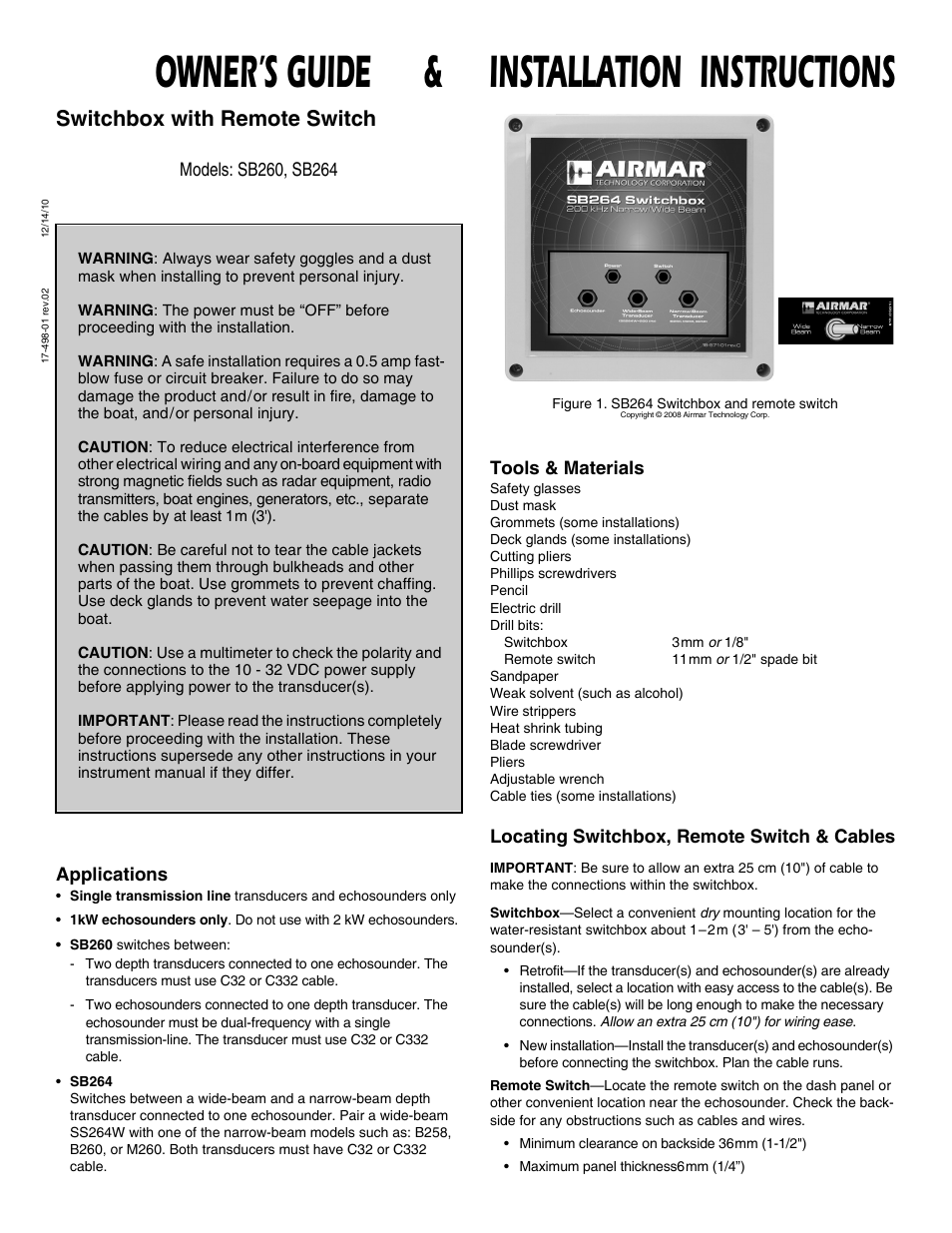Airmar Switchboxes—SB264, SB260 User Manual | 4 pages